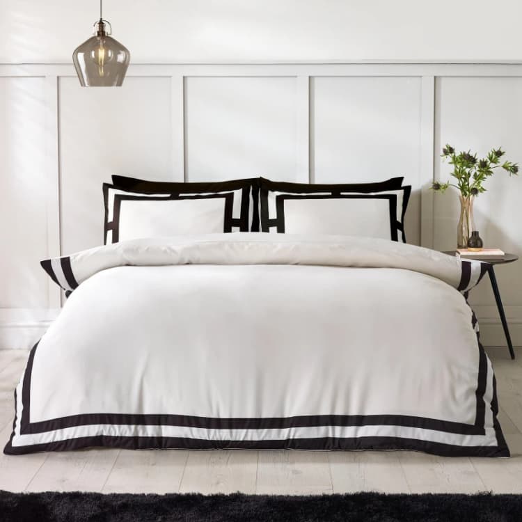 Image of Catherine Lansfield 'So Soft Mono Panel' Duvet Cover Set Cream