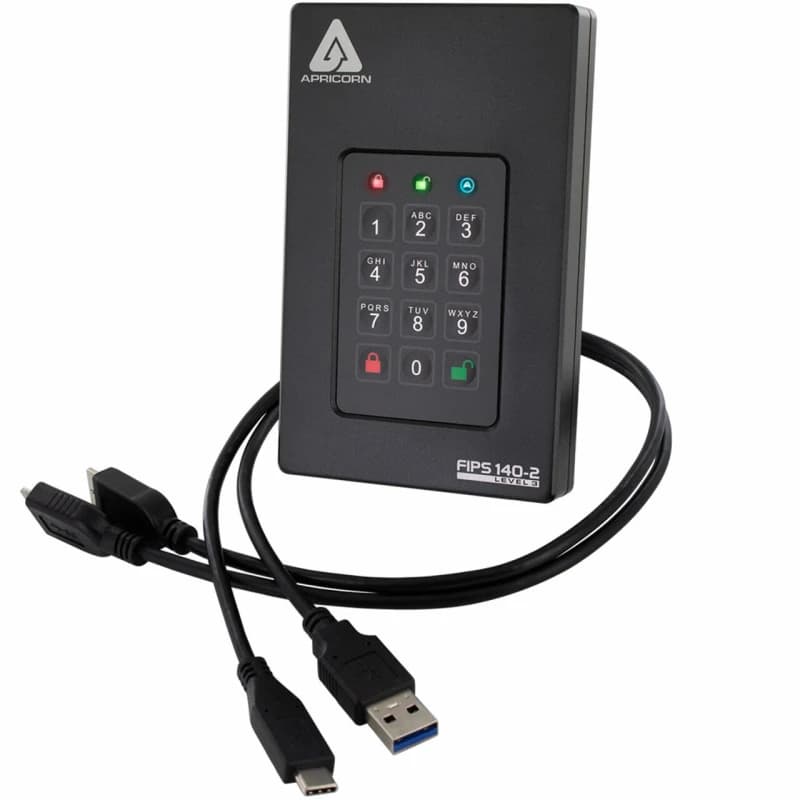 Image of Apricorn Aegis Fortress L3 external hard drive 1TB Black