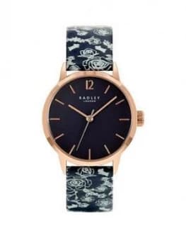Image of Radley Navy Dial Dog Print Strap Watch
