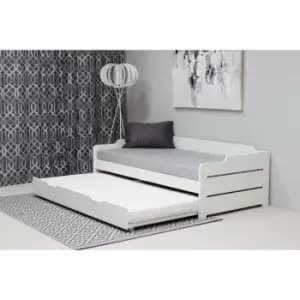 Image of Copella White Wooden Guest Bed With Trundle