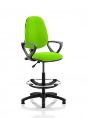 Image of Eclipse I Lever Task Operator Chair Lime Fully Bespoke Colour With Loop Arms with Hi Rise Draughtsman Kit