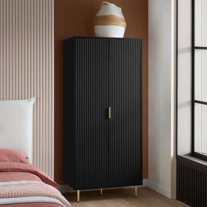Image of Birlea Zara Black 2 Door Double Wardrobe