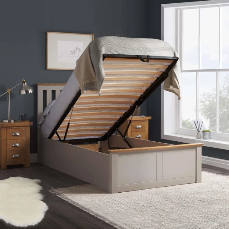 Image of Birlea Birlea Phoenix Single Ottoman Bed with Mattress - Pearl Grey