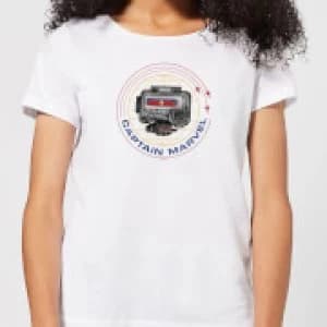 Image of Captain Marvel Pager Womens T-Shirt - White