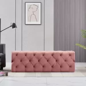 Image of Melia Velvet Large Rectangle Pouffe Ottoman Bench Footrest lux Design Button Detailed Pink