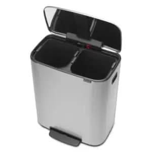 Image of Brabantia Bo Pedal Bin 2x30 Litre Matt Steel Fingerprint Proof