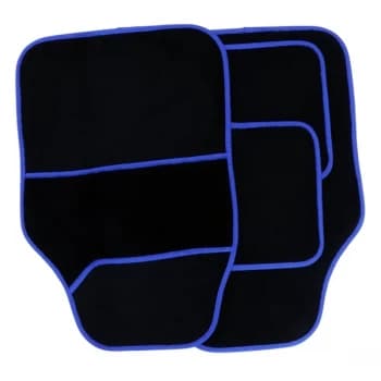 Image of Streetwize Velour Carpet Mat Sets with Coloured Binding - 4 Piece Black/Blue