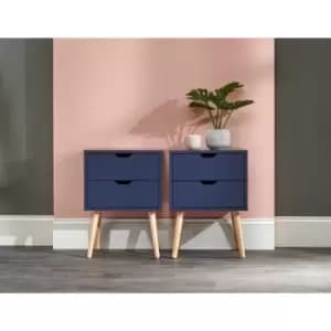 Image of Nyborg Pair Of Two Drawer Bedside Tables Nightshadow