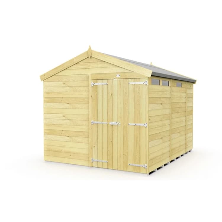 Image of Buttercup Farm 8 x 9 Feet Apex Security Shed - Double Door - L272 x W231 x H217cm in Brown Brown Unisex