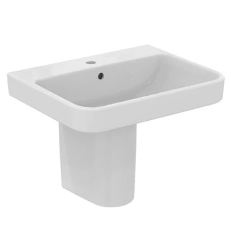 Image of Ideal Standard I.life B Gloss White Rectangular Wall-Mounted Semi-Pedestal Basin (H)84.5Cm (W)60Cm