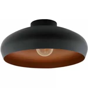 Image of Loops - Semi Flush Ceiling Light Black & Copper Round Shade 1 x 60W E27 Bulb Feature