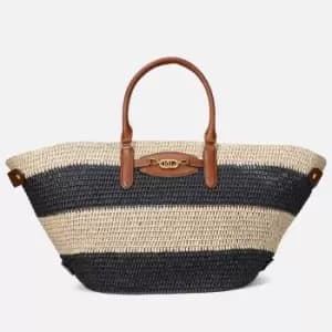 Image of Lauren Ralph Lauren Womens Daphney 40-Tote Bag-Medium - Natural/Black/Lauren Tan