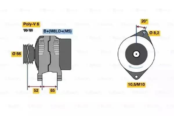 Image of Bosch 0986038740 Alternator 3874 70 A 14 V BOSCHALTERNATOR-0986038740