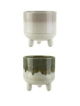 Image of Sass & Belle Set Of 2 Mini Reflective Glazed Planters