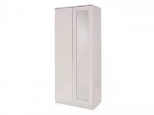 Image of GFW Ottawa White High Gloss 2 Door 1 Mirror Double Wardrobe Flat Packed