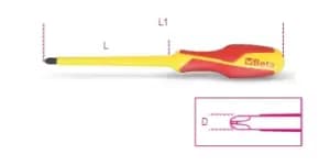 Image of Beta Tools 1272MQ VDE 1000V Insulated Phillips Screwdriver PH0 x 3 x 60mm