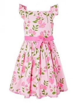 Image of Monsoon Girls S.E.W. Mavis Floral Printed Dress - Pale Pink, Size 10 Years, Women