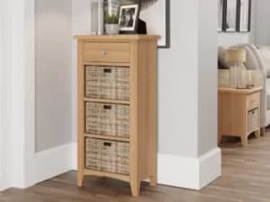 Image of Kenmore Dakota Oak 1 Drawer Tall Storage Unit Assembled