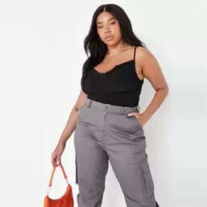 Image of Missguided Plus Size Cowl Neck Slinky Top - Black