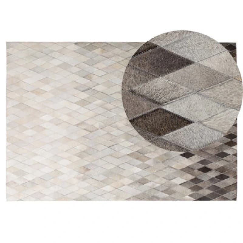 Image of Beliani Rug Maldan Beige 140 X 200 Cm Leather