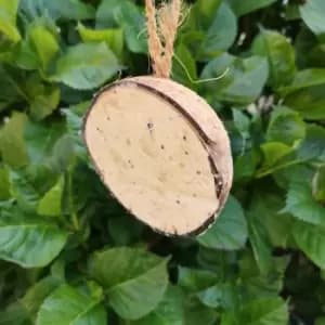 Image of Wild Garden Bird Suet and Seed filled Coconut Feeder Half with Hanging String - Tom Chambers