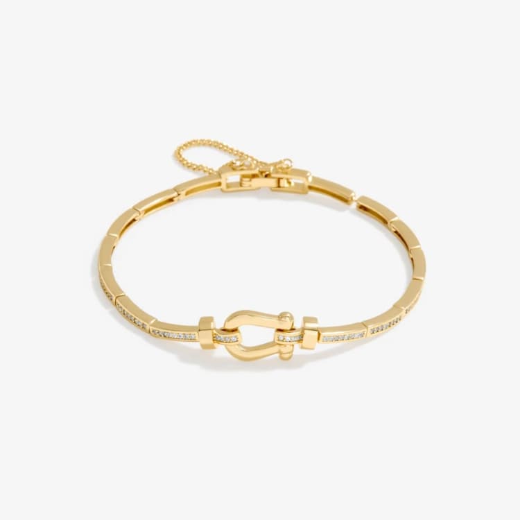 Image of Inicio Gold Plated Cubic Zirconia Snaffle Bracelet - Gift Jewellery Sets One Size Gold 70544810000