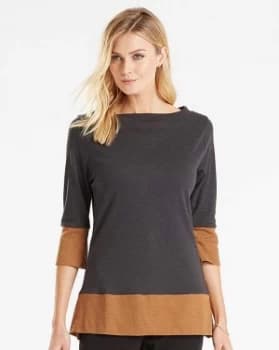 Image of I.Scenery Cotton Rich Boat Neck Top
