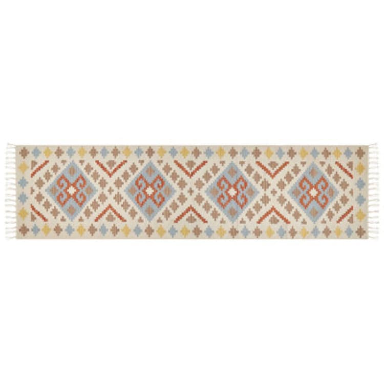 Image of Beliani Rug Atan Multicolour 80 X 300 Cm Cotton Kilim