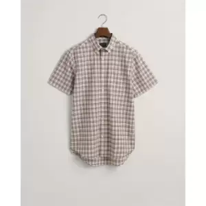 Image of Gant Reg Poplin Micro Check Ss Shirt Gen - Orange
