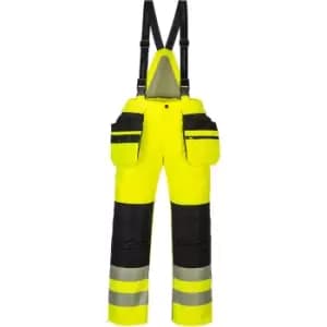 Image of Oxford Weave 300D Class 2 PW3 Hi Vis Winter Trousers Yellow / Black XL 31"