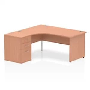 Image of Dynamic Corner Left Hand Desk Beech MFC Panel End Leg Grey Frame Impulse 1600/1630 x 800/600 x 730mm
