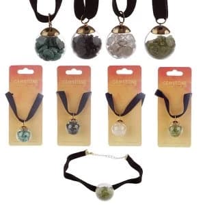 Image of Gemstone & Mineral Chipped Orb (Pack Of 4) Pendant Choker Necklace