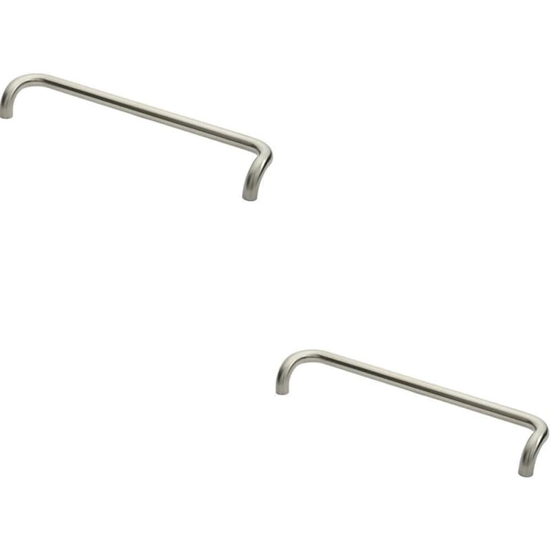 Image of Loops 2x Cranked Pull Handle 630 x 30mm 600mm Fixing Centres Satin Stainless Steel Metallics unisex
