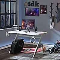 Image of Homcom Gaming Desk Steel White 666 x 960 mm