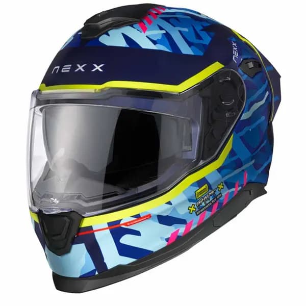 Image of Nexx Y.100R Urbangram Indigo Blue Matt Full Face Helmet Size XS