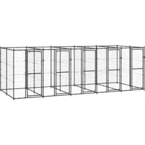 Image of Vidaxl - Outdoor Dog Kennel Steel 12.1 m² Black
