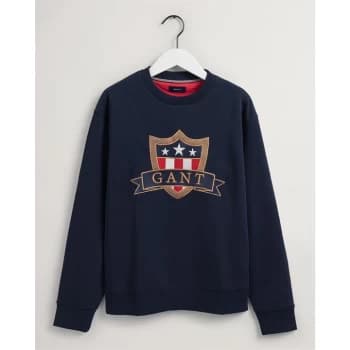 Image of Gant Gant Banner Shield Crew Neck Sweatshirt Junior - Eve Blue 433