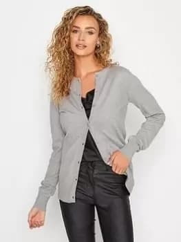 Image of Long Tall Sally Grey Marl Crew Neck Cardigan, Grey, Size 18-20, Women