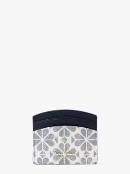 Image of Spade Flower Coated Canvas Cardholder - Slate Blue Multi - One Size