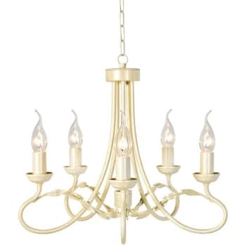 Image of Elstead - Olivia - 5 Light Chandelier Ivory, Gold Finish, E14