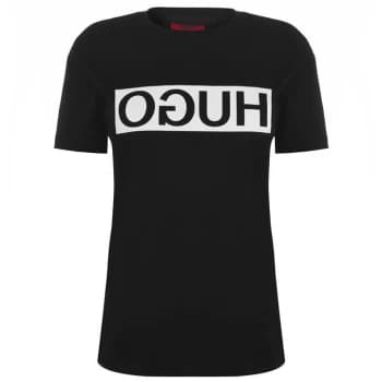 Image of HUGO Demali Reverse Logo T Shirt - Black