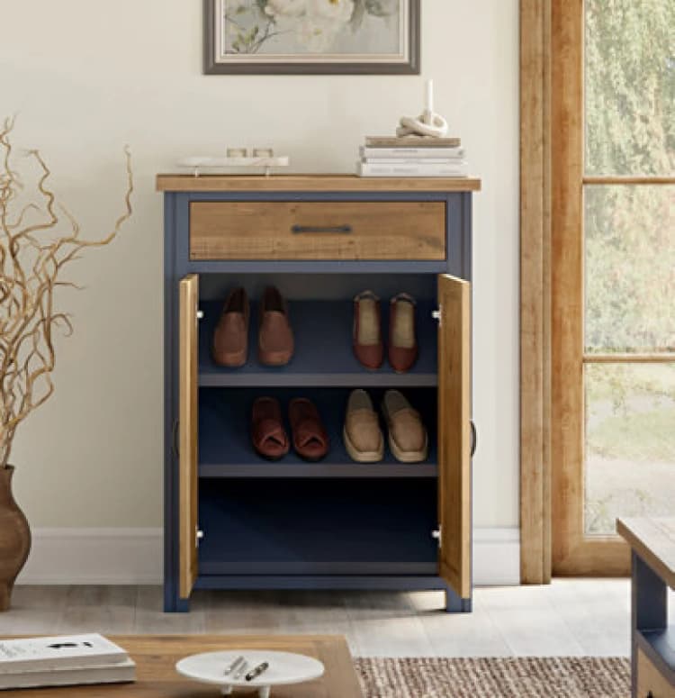 Image of Baumhaus Splash Of Blue - Shoe Storage Cupboard With Drawer