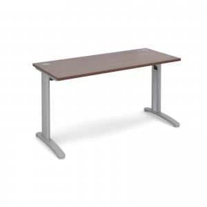 Image of TR10 Straight Desk 1400mm x 600mm - Silver Frame Walnut Top