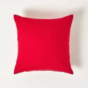 Image of Homescapes - Red Continental Egyptian Cotton Pillowcase 200 Thread Count, 40 x 40cm - Red - Red