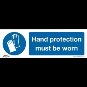 Image of Sealey Self Adhesive Vinyl Hand Protection Must Be Worn Sign 300mm 100mm Standard