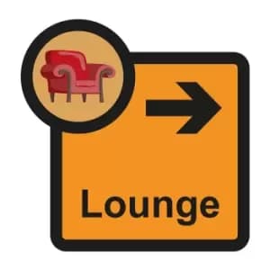 Image of Lounge Arrow Right Sign, Self Adhesive Foamex (305mm x 310mm)