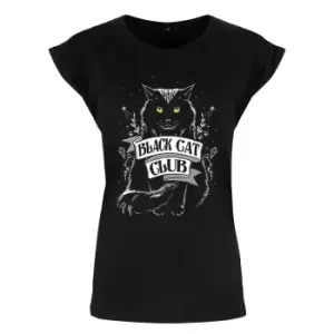 Image of Grindstore Womens/Ladies Black Cat Club Premium T Shirt (L) (Black)