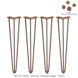 Image of SkiSki 4 X Hairpin Leg - 28 - Antique Copper - 3 Prong - 12M