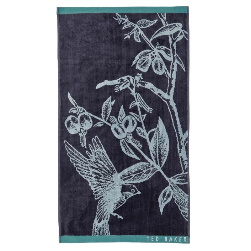 Image of Ted Baker 'Botanical Birds' Cotton Towel Navy