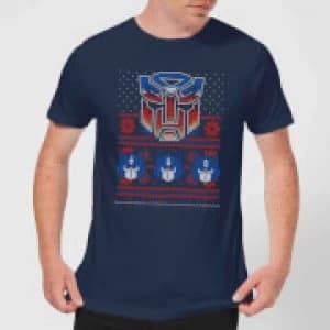 Image of Autobots Classic Ugly Knit Mens Christmas T-Shirt - Navy - L